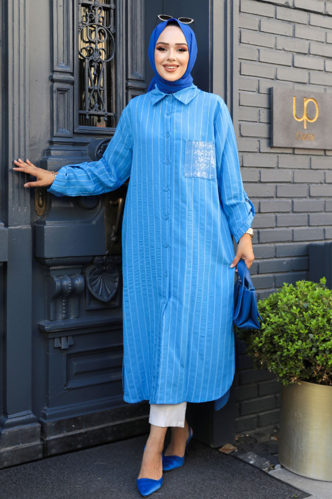 Blue Modest Top 10521M - 3