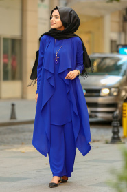 Blue Royal - Nayla Collection Combination Hijab 51131SX - Thumbnail