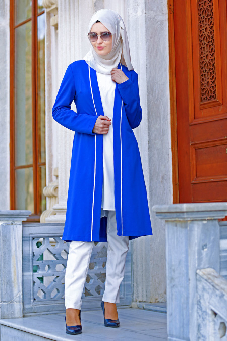 Blue Royal-Nayla Collection - Manteau Hijab 0202SX