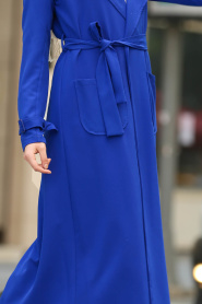 Blue Royal- Nayla Collection - Manteau Hijab 53520SX - Thumbnail