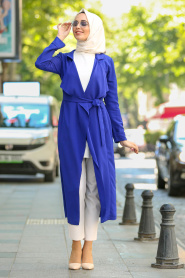 Blue Royal - New Kenza - Manteau Hijab 49650SX - Thumbnail
