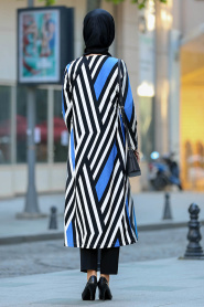Blue Royal- New Kenza - Manteau Hijab 4984SX - Thumbnail