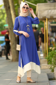 Blue Royal- New Kenza - Tunique Hijab 2172SX - Thumbnail