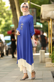Blue Royal- New Kenza - Tunique Hijab 2172SX - Thumbnail