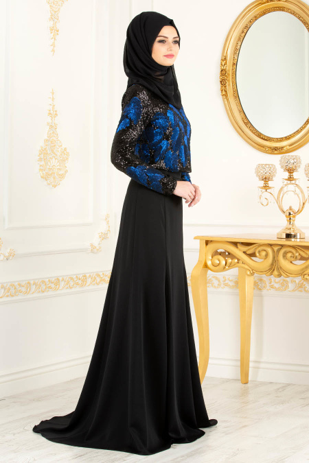 Blue Royal - Tesettürlü Abiye Elbise - Robe de Soirée Hijab 3722SX