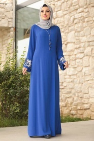 Blue Royal - Tesettürlü Abiye Elbise - Robe de Soirée Hijab - 38960SX - Thumbnail