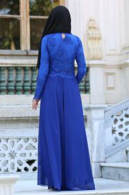 Blue Royal - Tesettürlü Abiye Elbise - Robes de Soirée 3746SX - Thumbnail