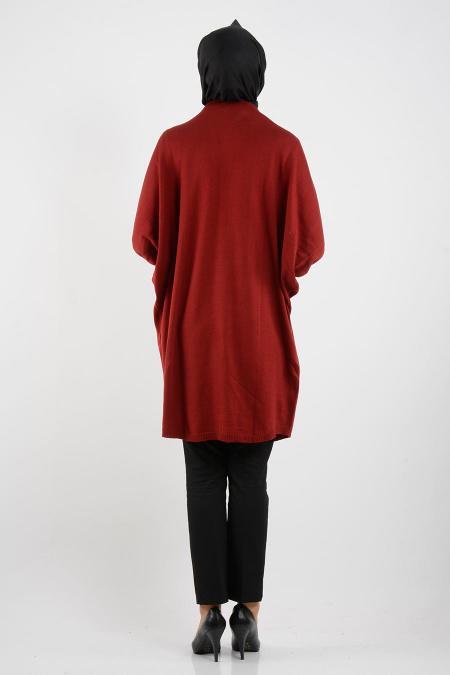 Bordo Triko Tesettür Tunik 3132BR - 3