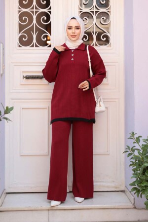 Bordo Tesettür Triko İkili Takım 17204BR - 3