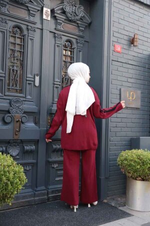 Bordo Tesettür Triko İkili Takım 50163BR - 3