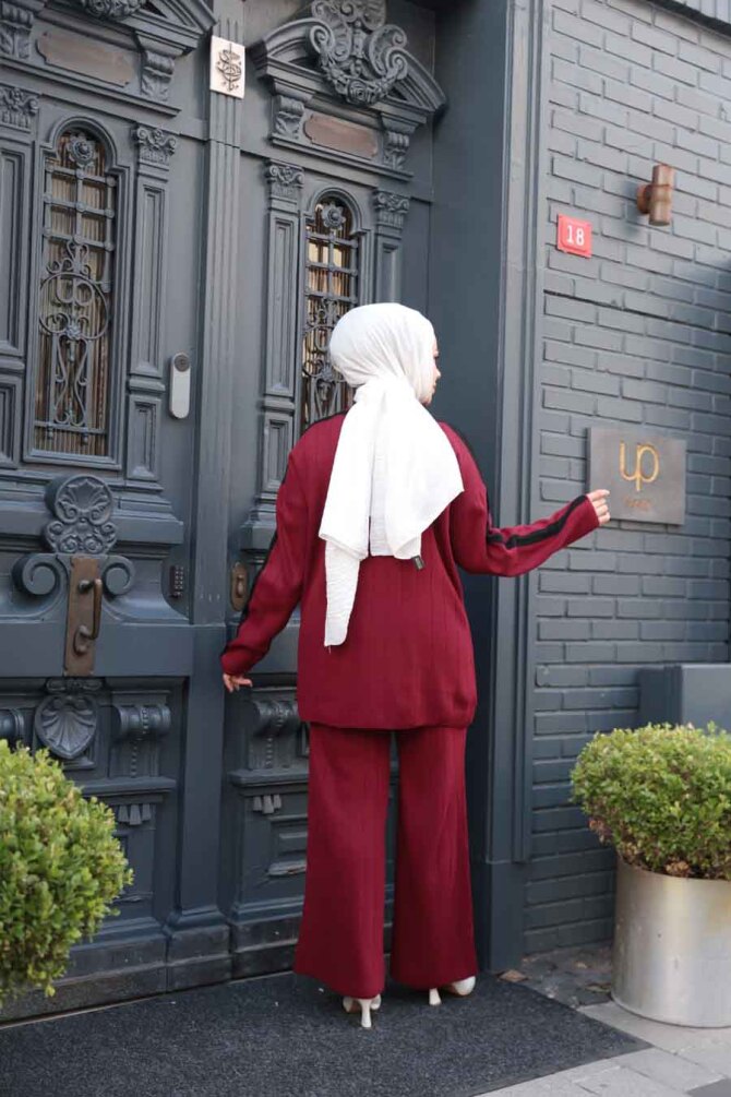 Bordo Tesettür Triko İkili Takım 50163BR - 3