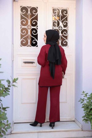 Bordo Tesettür Triko İkili Takım 50174BR - 5