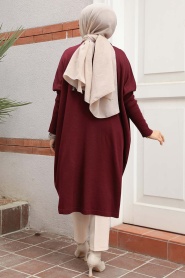 Bordo Tesettür Triko Tunik 70082BR - Thumbnail