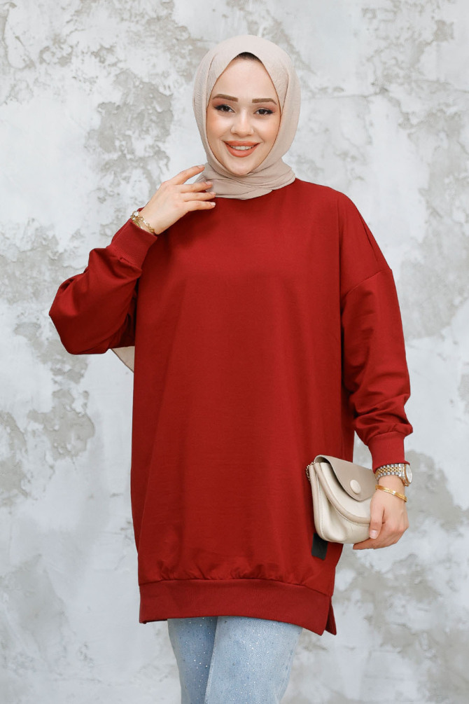 Bordo Tesettür Tunik 30644BR - 1