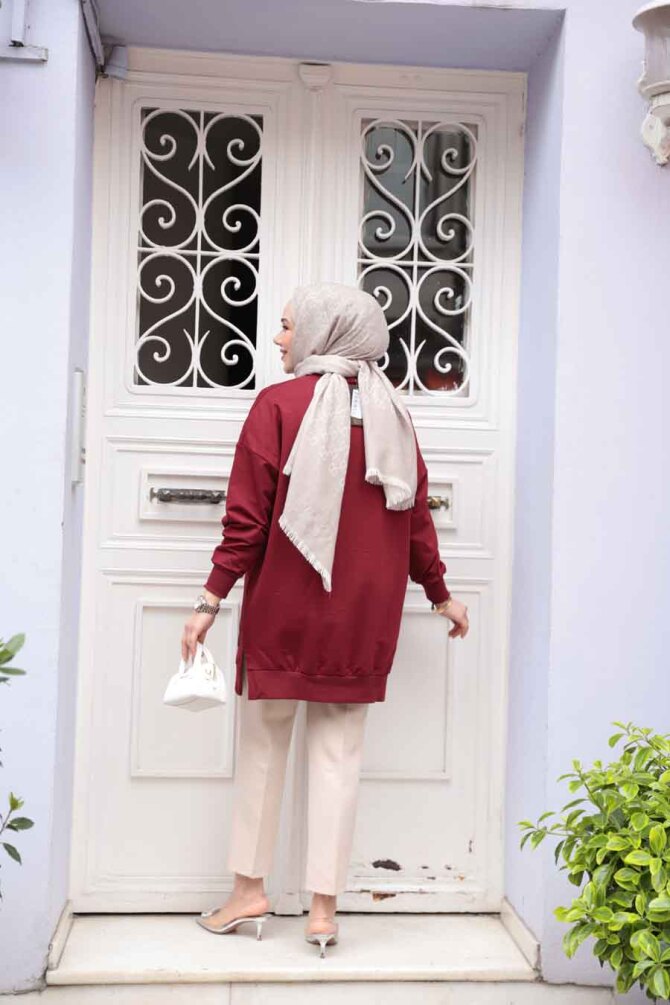 Bordo Tesettür Tunik 30644BR - 3