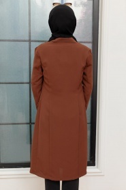 Brown Hijab Blazer Jacket 56950KH - Thumbnail