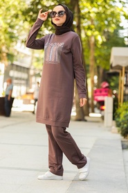 Brown Hijab Casual Suit 8352KH - Thumbnail