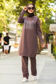 Brown Hijab Casual Suit 8352KH - Thumbnail