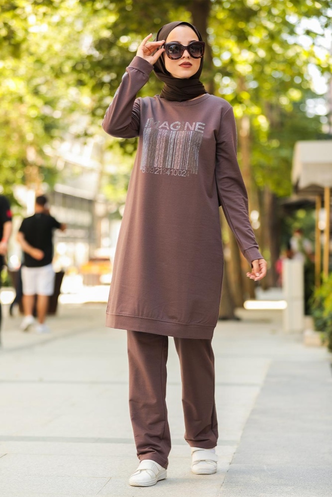 Brown Hijab Casual Suit 8352KH - 2