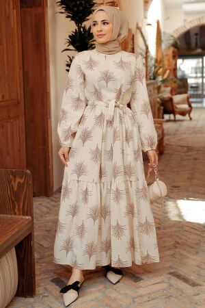 Brown Hijab Dress 22141KH - 1