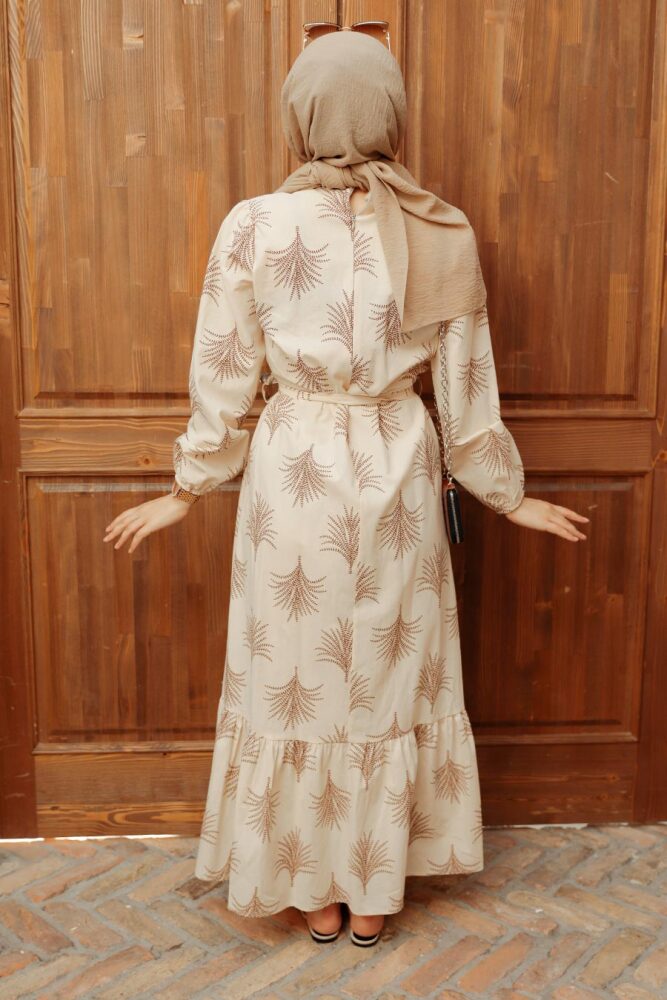 Brown Hijab Dress 23121KH - 4