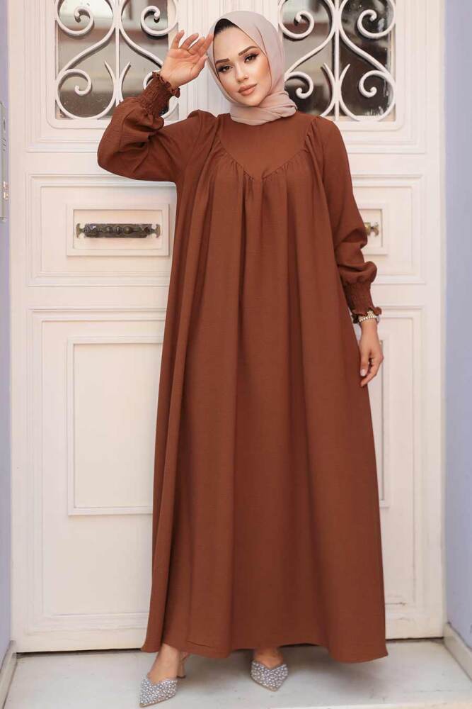 Brown Hijab Dress 23211KH - 1