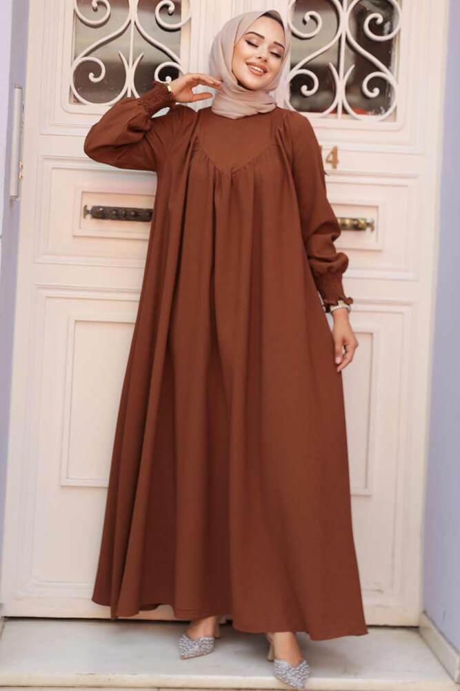 Brown Hijab Dress 23211KH - 2