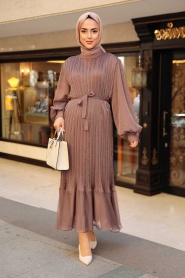 Brown Hijab Dress 2344KH - Thumbnail