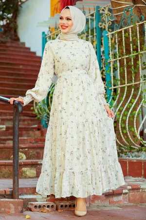 Brown Hijab Dress 2391KH - 1