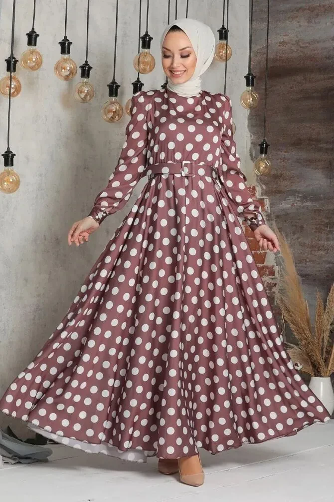 Brown Hijab Dress 2569KH - 1