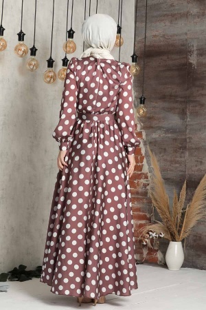 Brown Hijab Dress 2569KH - 2