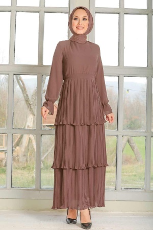 Brown Hijab Dress 2733KH - 1