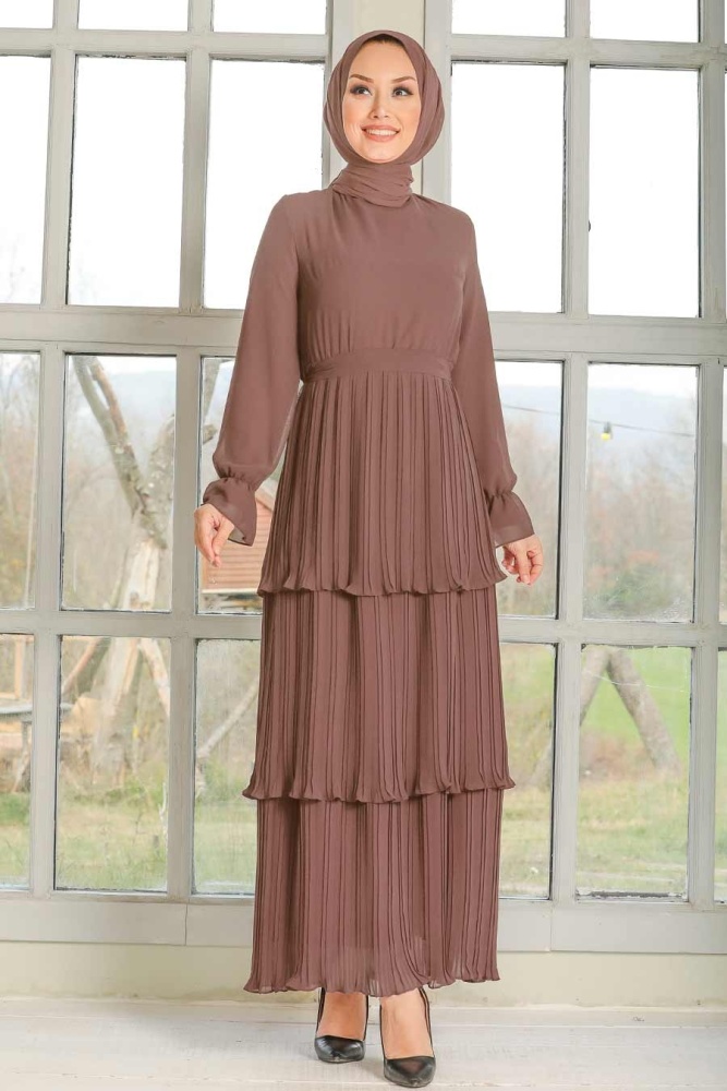 Brown Hijab Dress 2733KH - 1