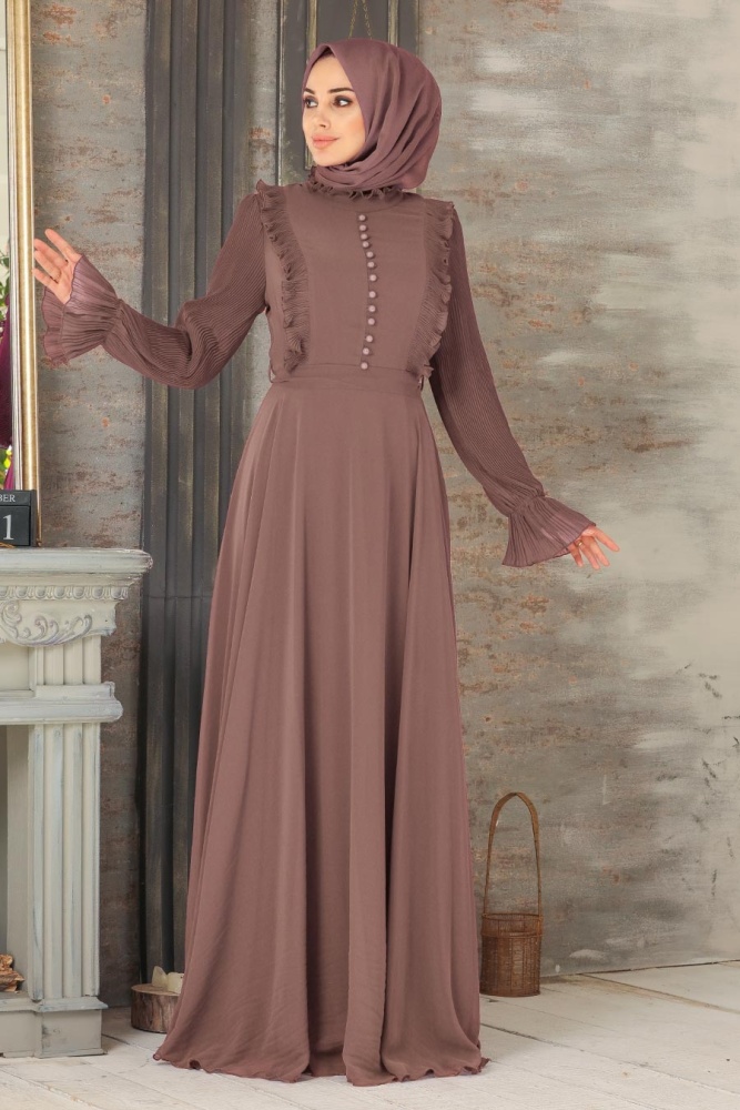 Brown Hijab Dress 2739KH - 1