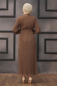 Brown Hijab Dress 2751KH - Thumbnail