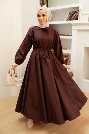 Brown Hijab Dress 50091KH - 2