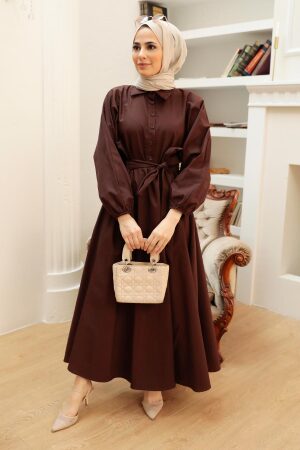 Brown Hijab Dress 50091KH - 1