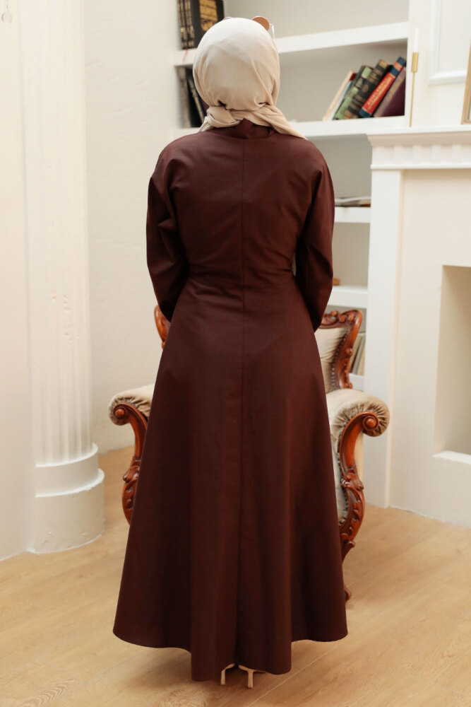 Brown Hijab Dress 50091KH - 7