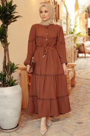 Brown Hijab Dress 63250KH - Thumbnail