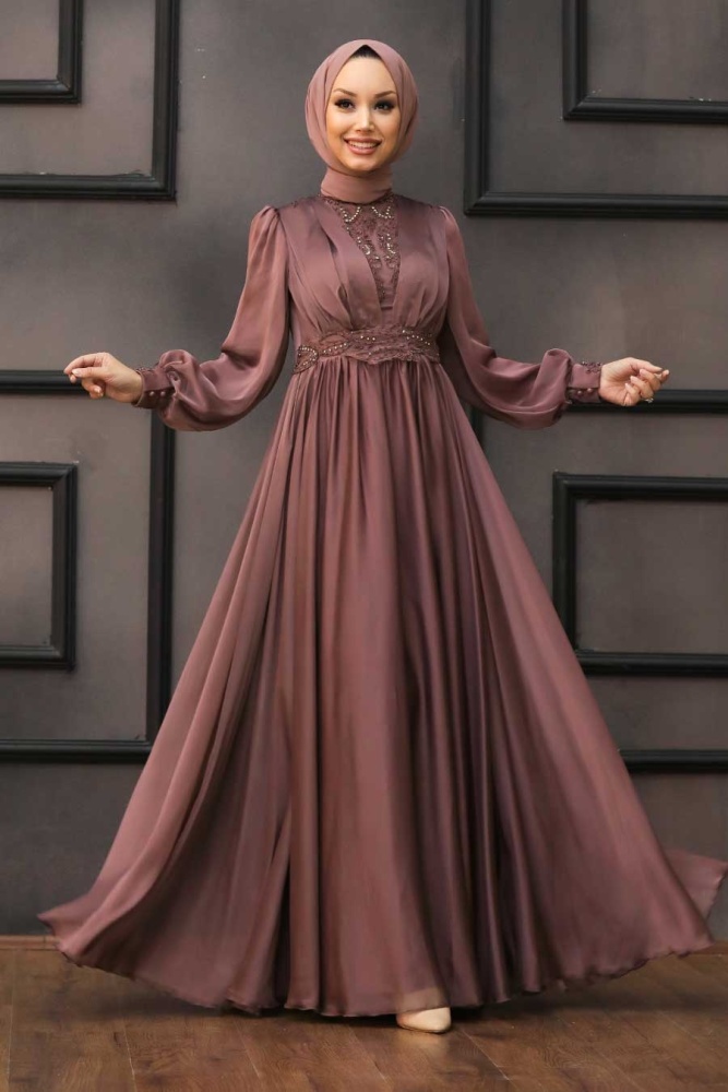 Neva Style - Luxorious Brown Islamic Dress 21540KH - 1