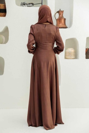 Neva Style - Stylish Brown Modest Wedding Dress 2511KH - Thumbnail