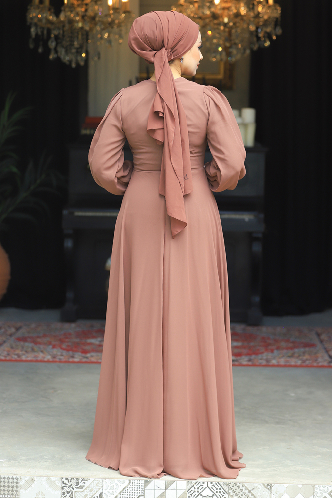 Neva Style - Stylish Brown Islamic Evening Gown 3435KH - 4