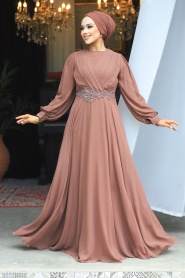 Neva Style - Stylish Brown Islamic Evening Gown 3435KH - 2