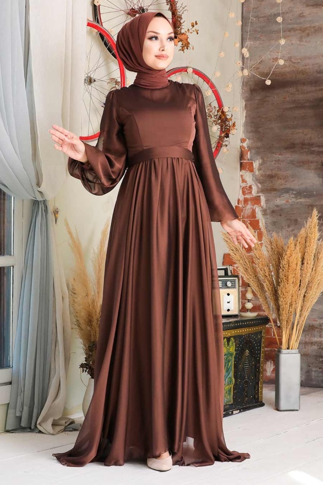 Neva Style - Elegant Brown Islamic Clothing Evening Gown 5215KH - 1