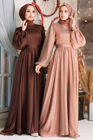 Neva Style - Elegant Brown Islamic Clothing Evening Gown 5215KH - 2