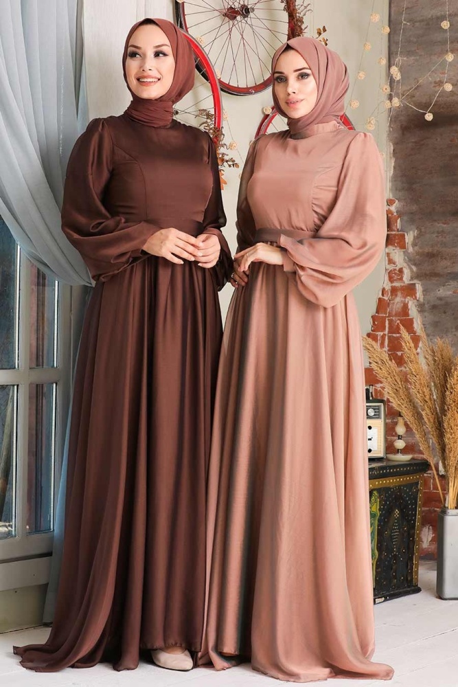 Neva Style - Elegant Brown Islamic Clothing Evening Gown 5215KH - 3
