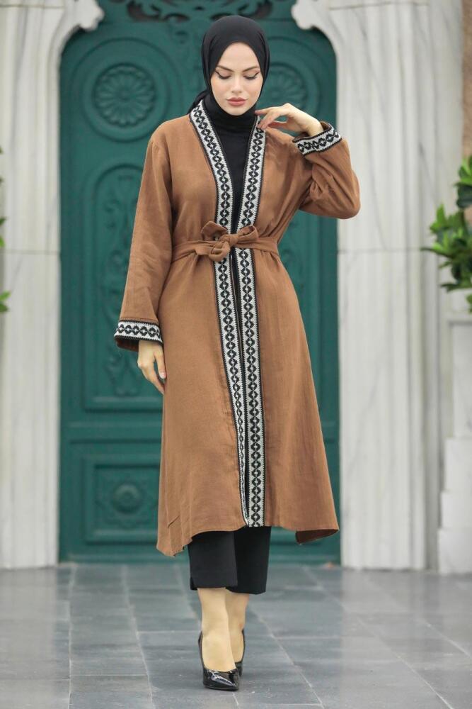 Brown Hijab Kimono 10373KH - 1