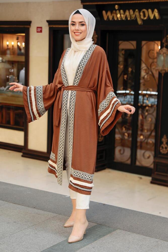 Brown Hijab Kimono 10455KH - 2