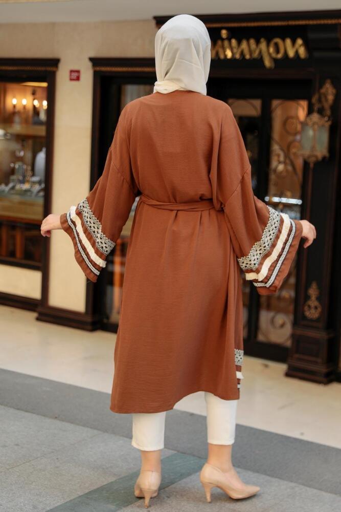 Brown Hijab Kimono 10455KH - 3