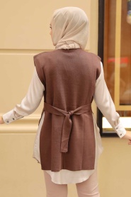 Brown Hijab Knitwear Sweater 23881KH - Thumbnail